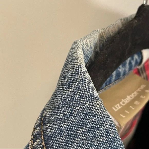 Vintage Liz Claiborne Toggle Heavy Plaid Lined 100% Cotton Jean Jacket Coat Sz M - Picture 16 of 16